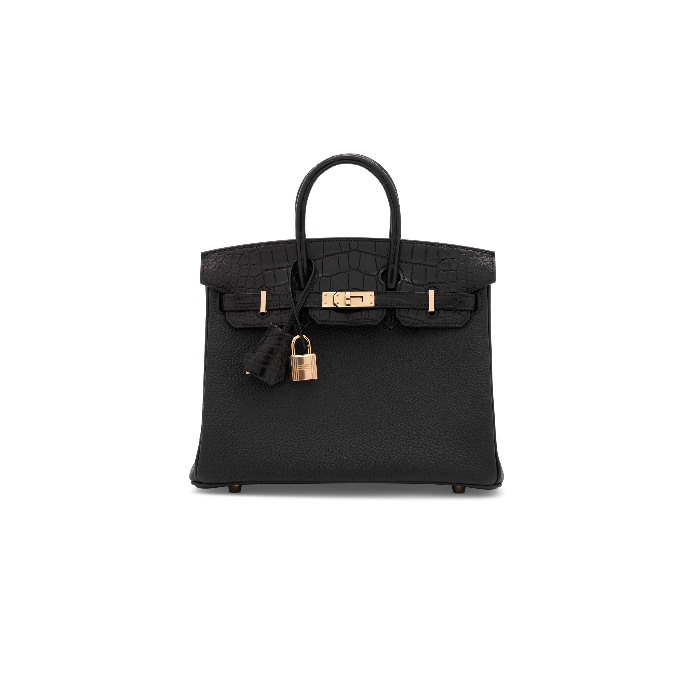 HERMÈS MASTER BIRKIN 30 MATTE CROCODILE AND TOGO LEATHER BLACK BAG GOLD BUCKLE H076235CK29 (30*22*16cm)